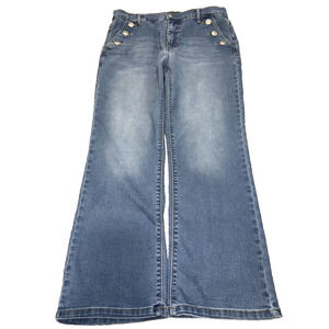 Curve Appeal Jeans Womens 12/31 Wide Leg Crop Sailor Button Denim